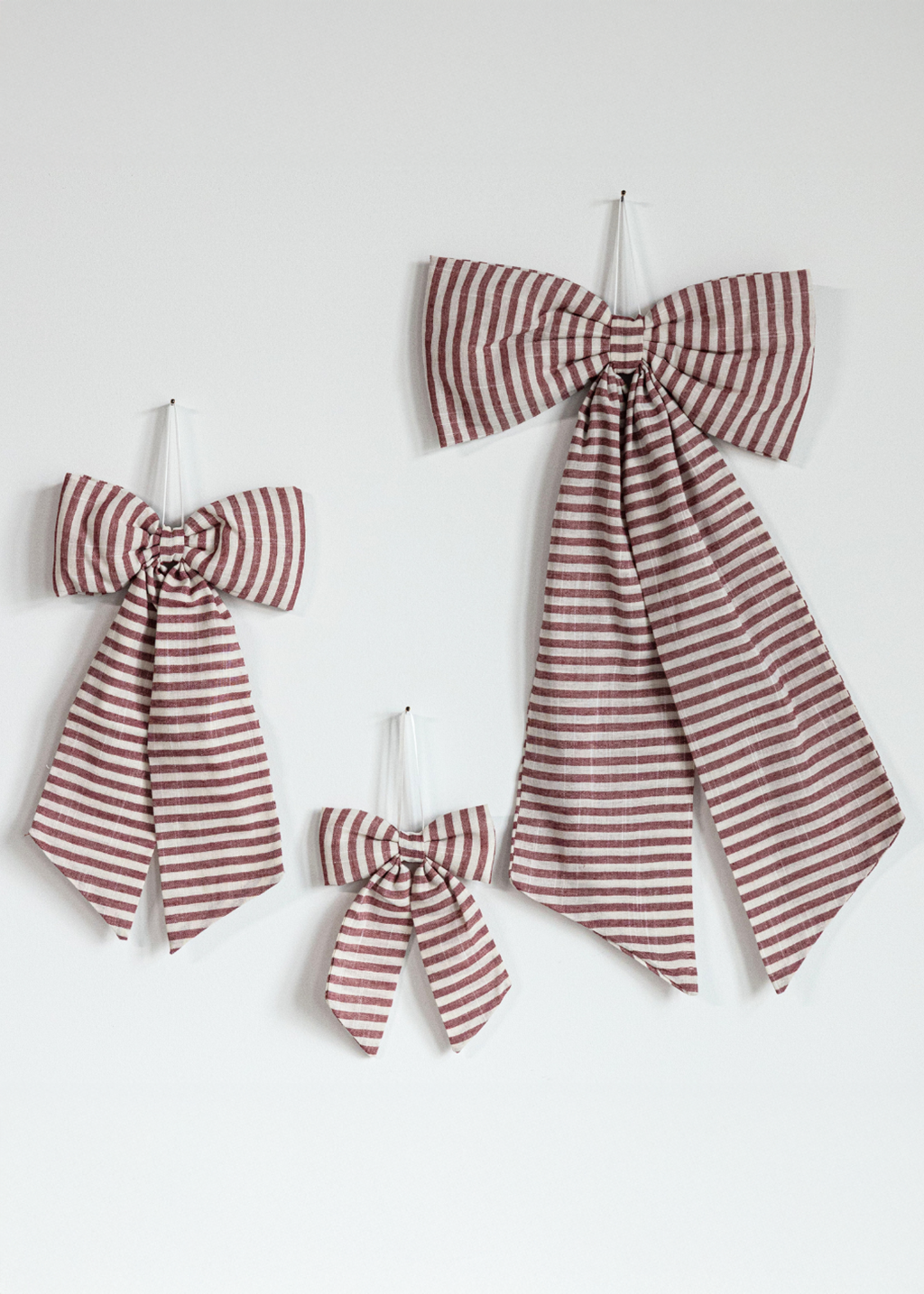 Striped Cranberry Red Bow | S