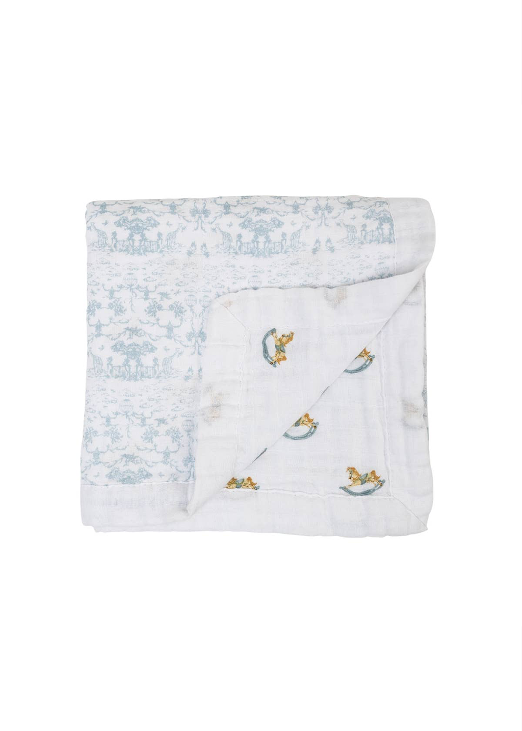 Reversible Cotton Muslin Quilt | Rocking Horse & Toile