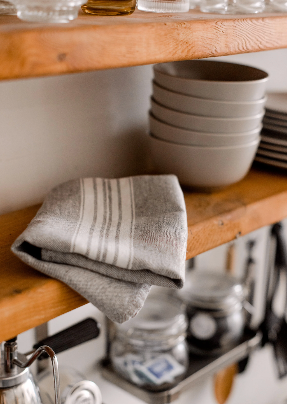 Maison Linen Hand Towel | Grey & White Stripe