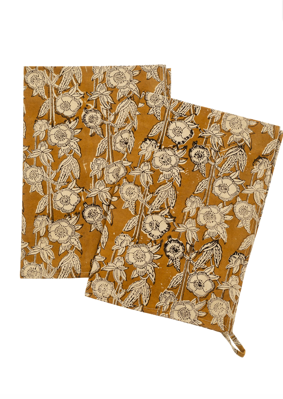 Marigold Block Print Tea Towel