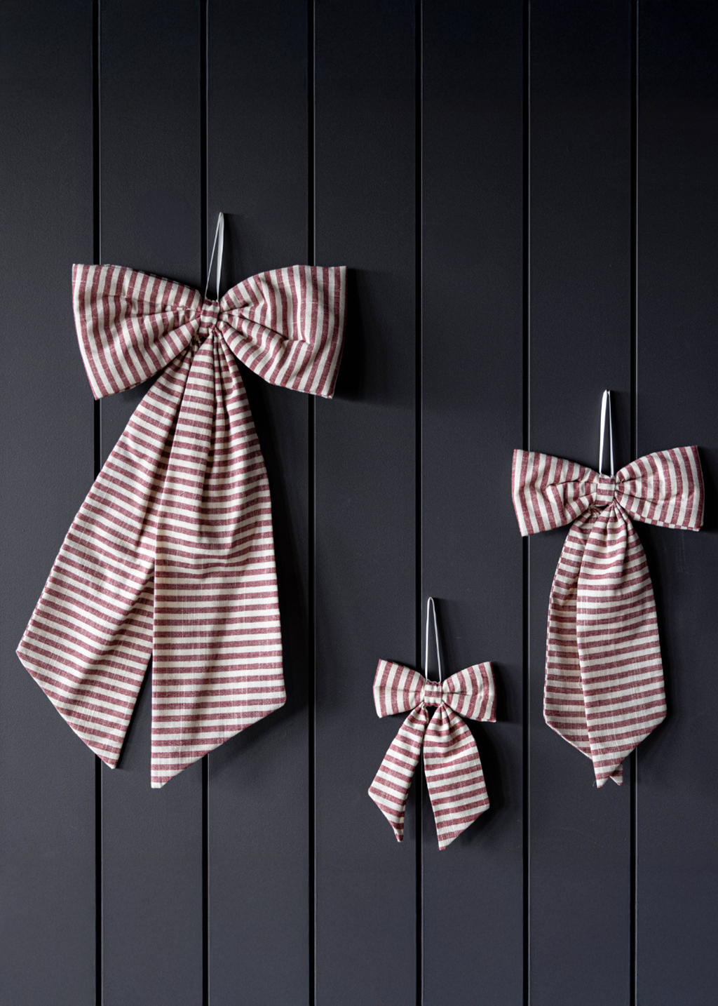 Striped Cranberry Red Bow | S