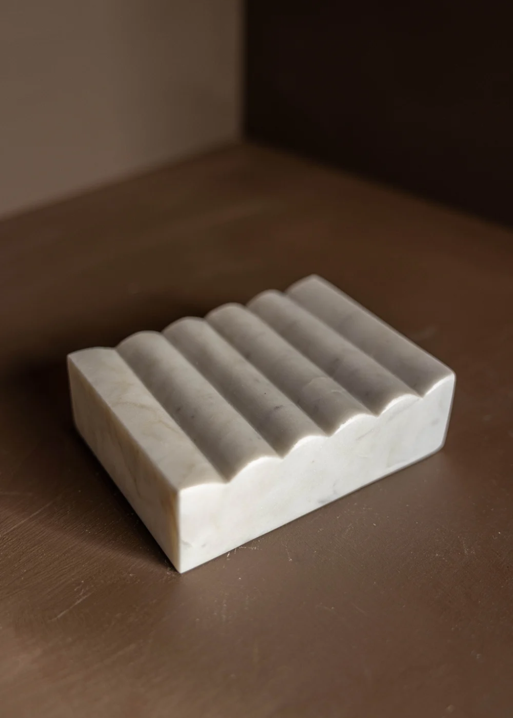 White Scalloped Marble Soap Dish