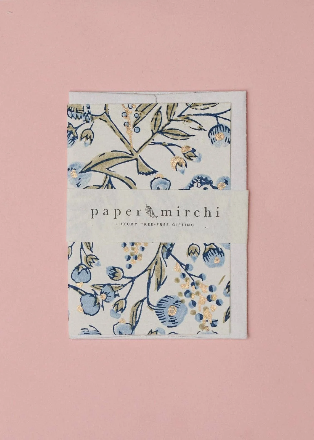 Block Printed Greeting Card - Songbird Blue Stone