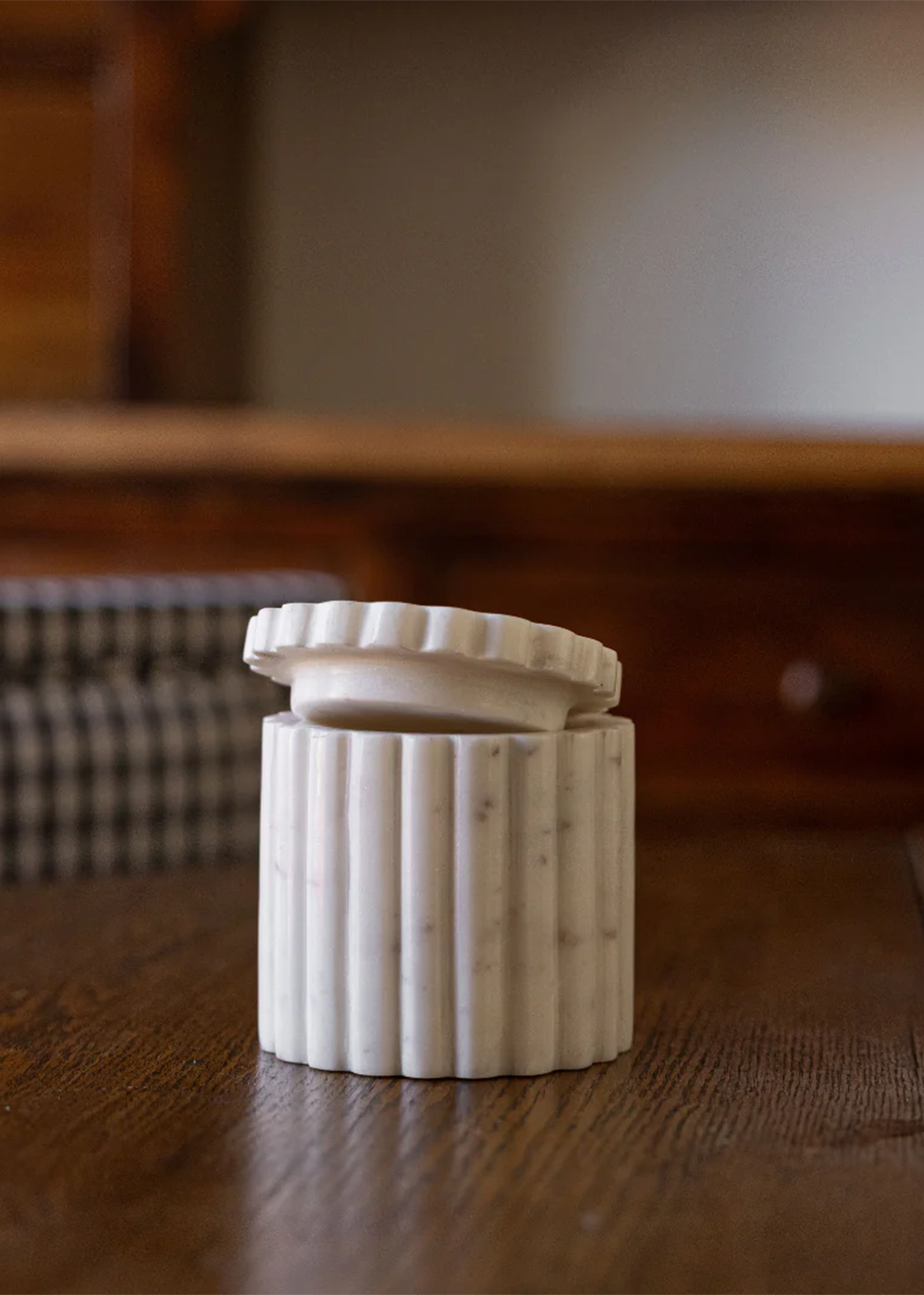 White Marble Fluted Jar