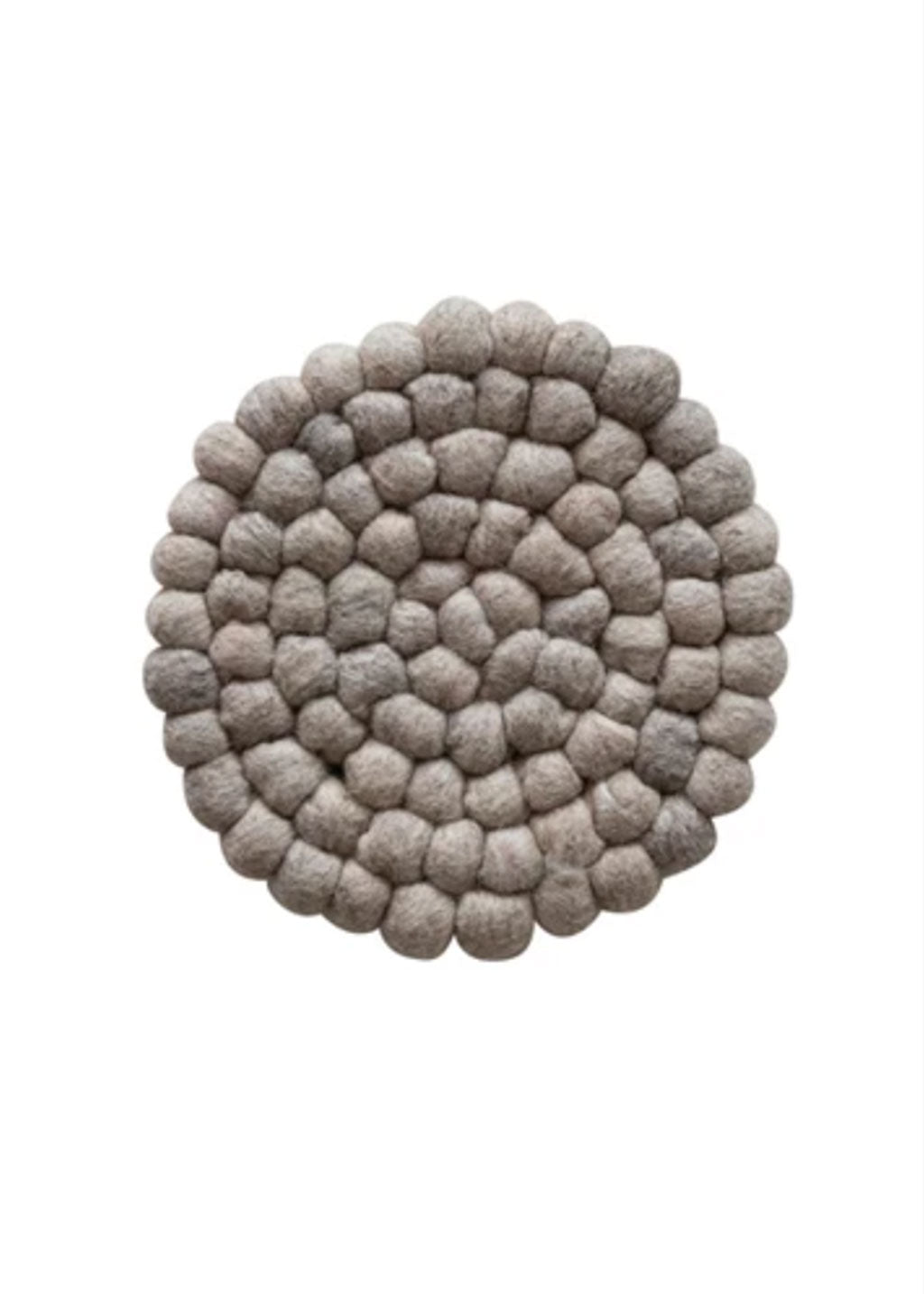 Round Handmade Wool Felt Ball Trivet | Sand