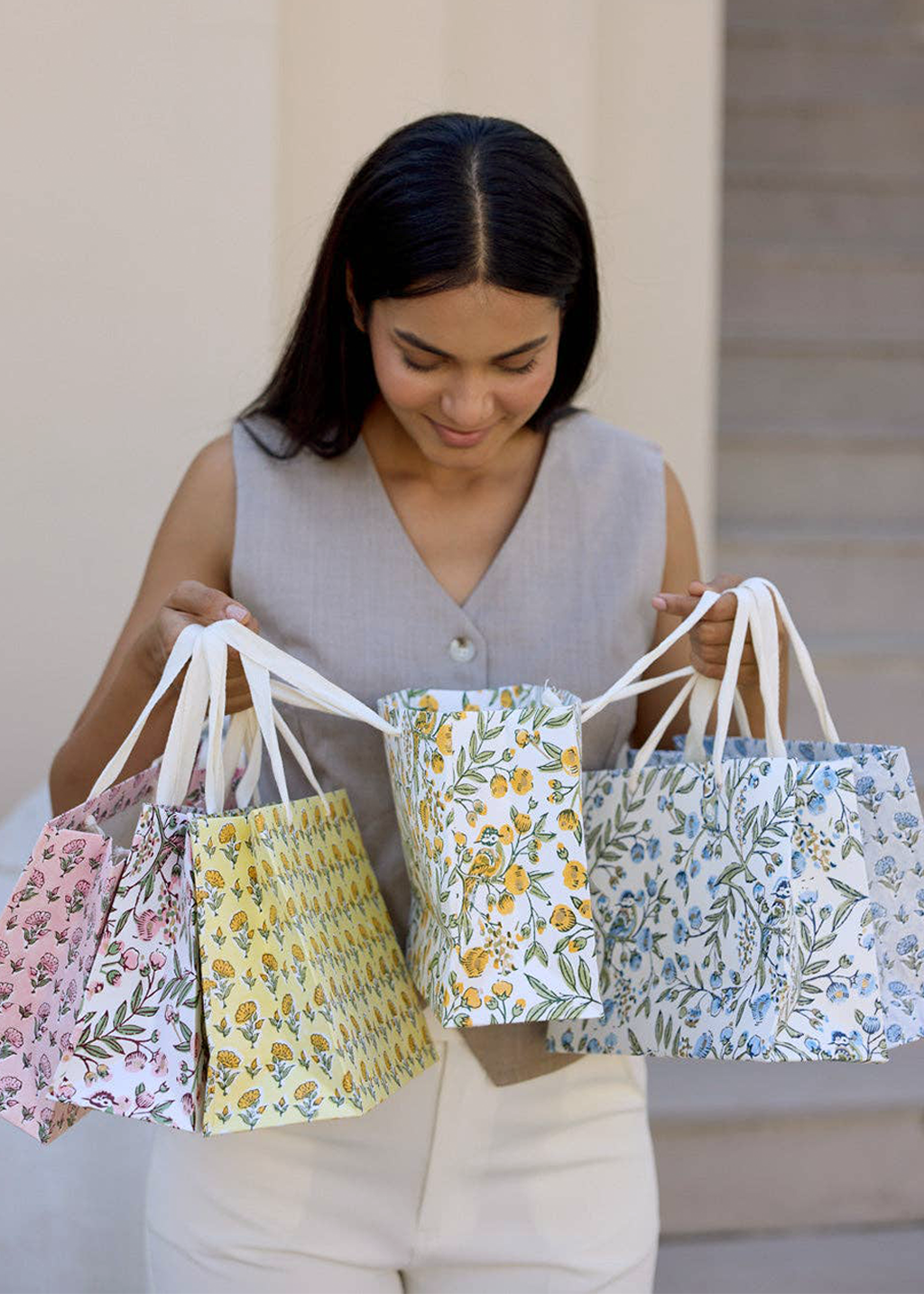 Block Print Gift Bag | Blue Stone Refresh (M)