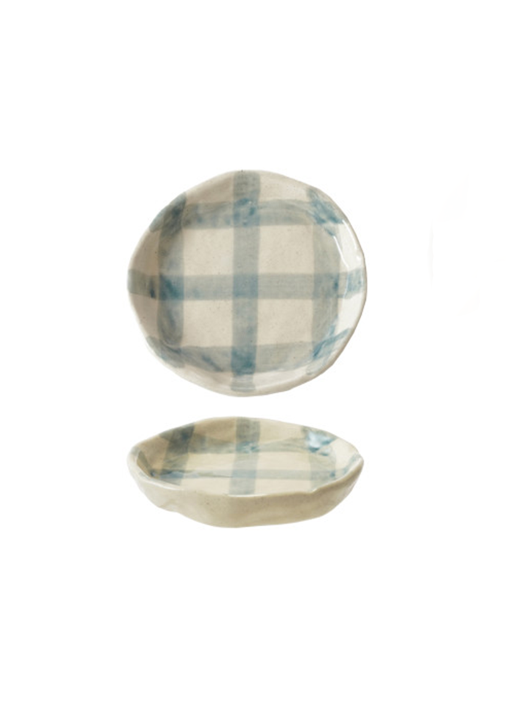 Grid Pattern Stoneware Plate | Blue