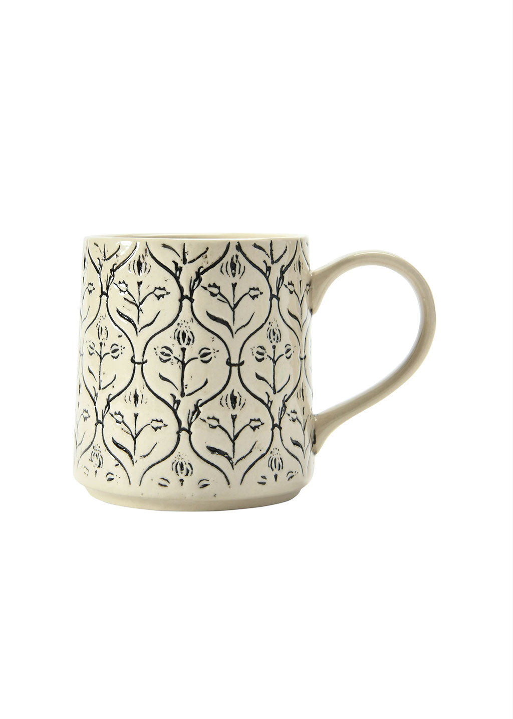 Hand-Stamped Stoneware Mug | Floral