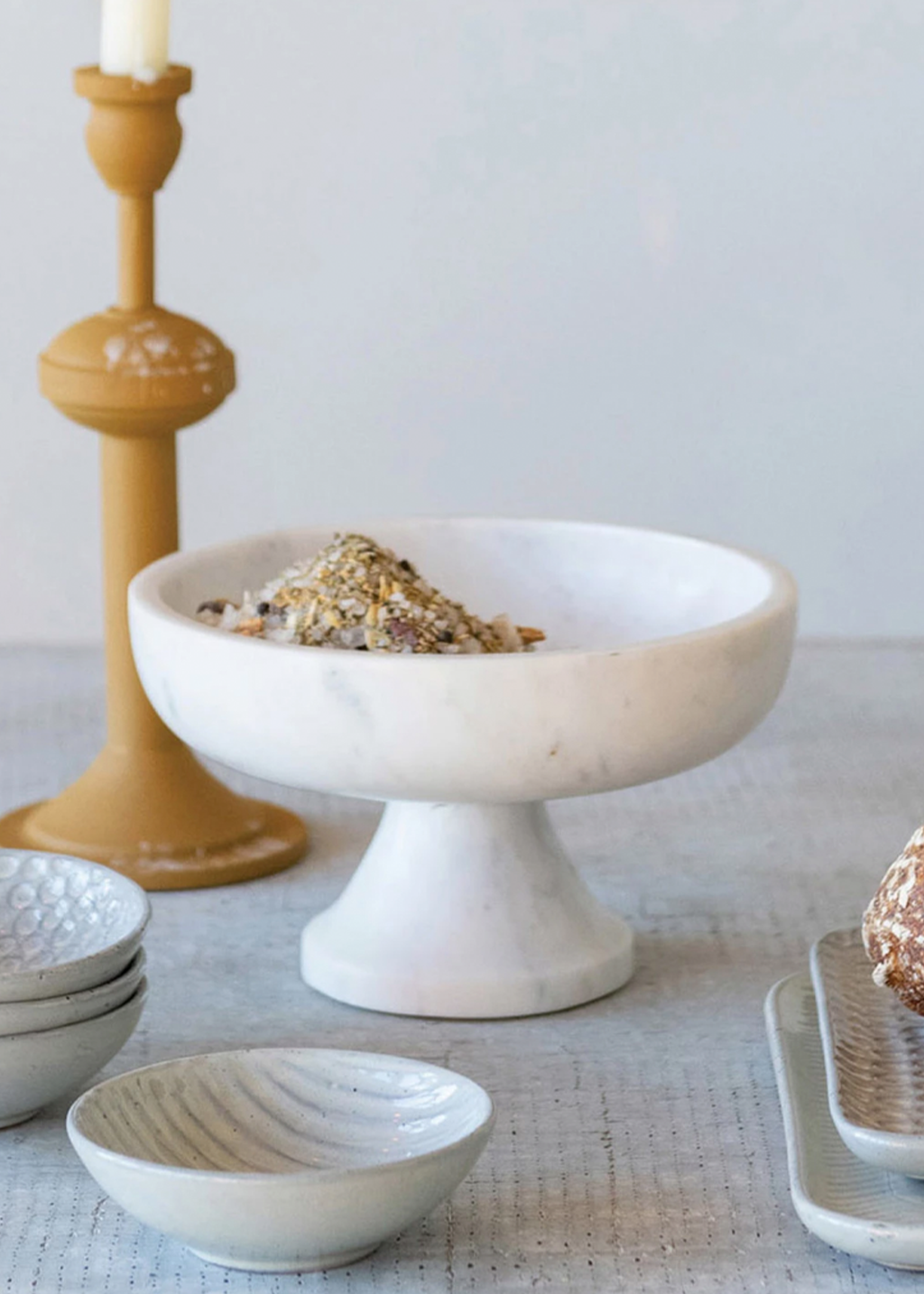 White Marble Footed Bowl