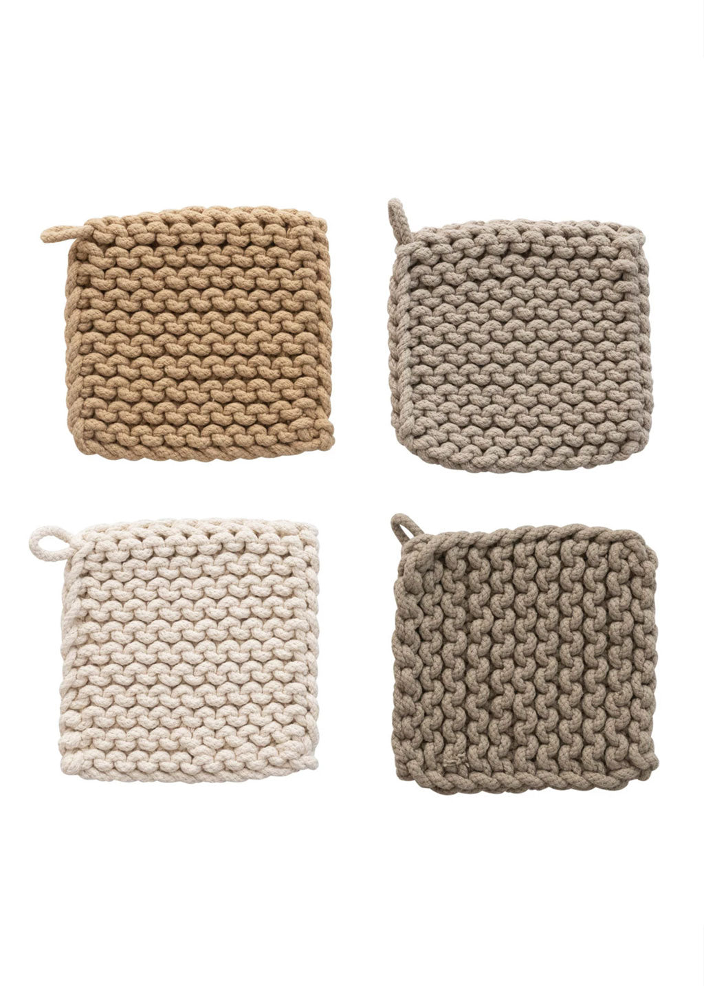 Square Crocheted Cotton Pot Holder | Cream