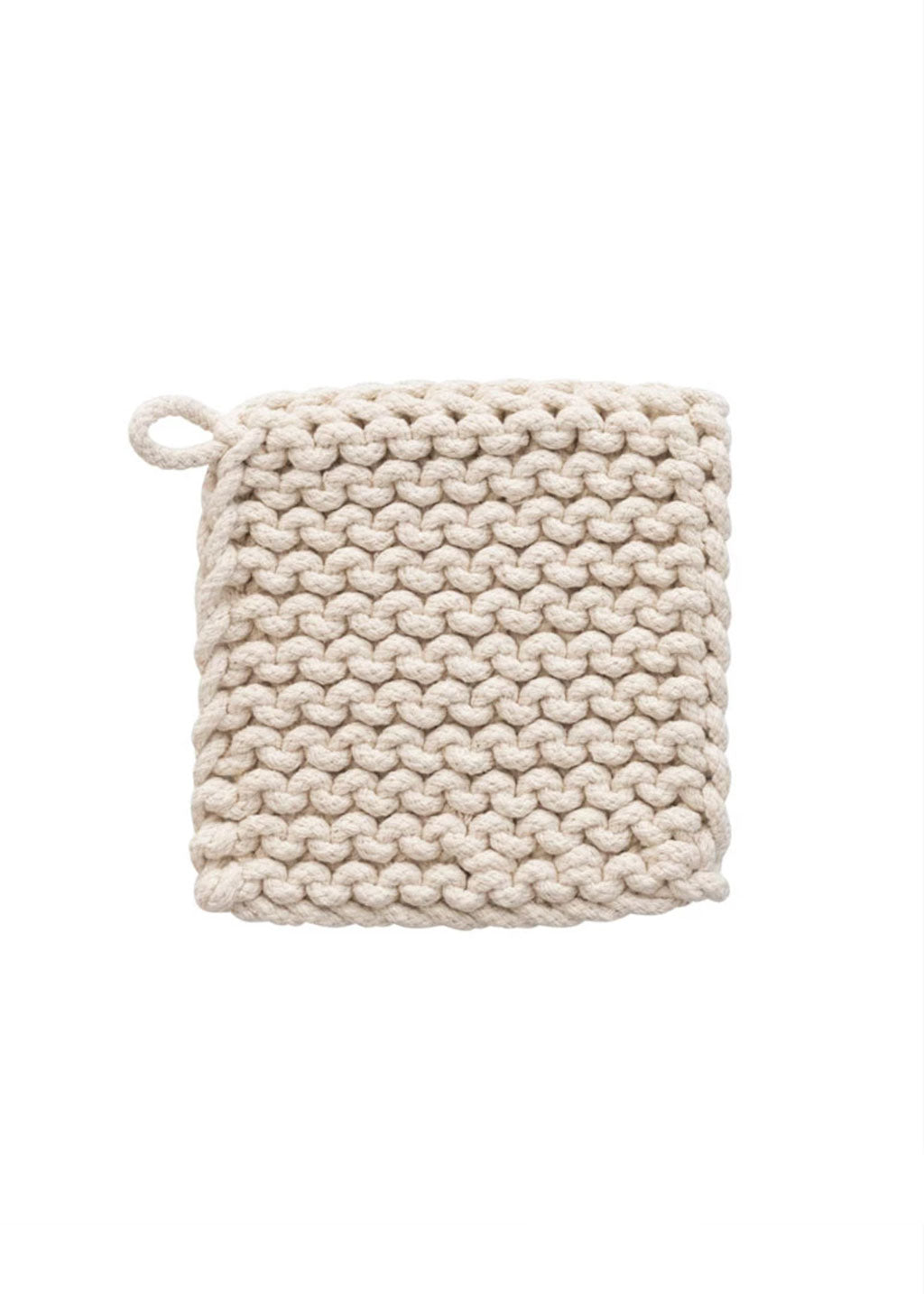 Square Crocheted Cotton Pot Holder | Cream