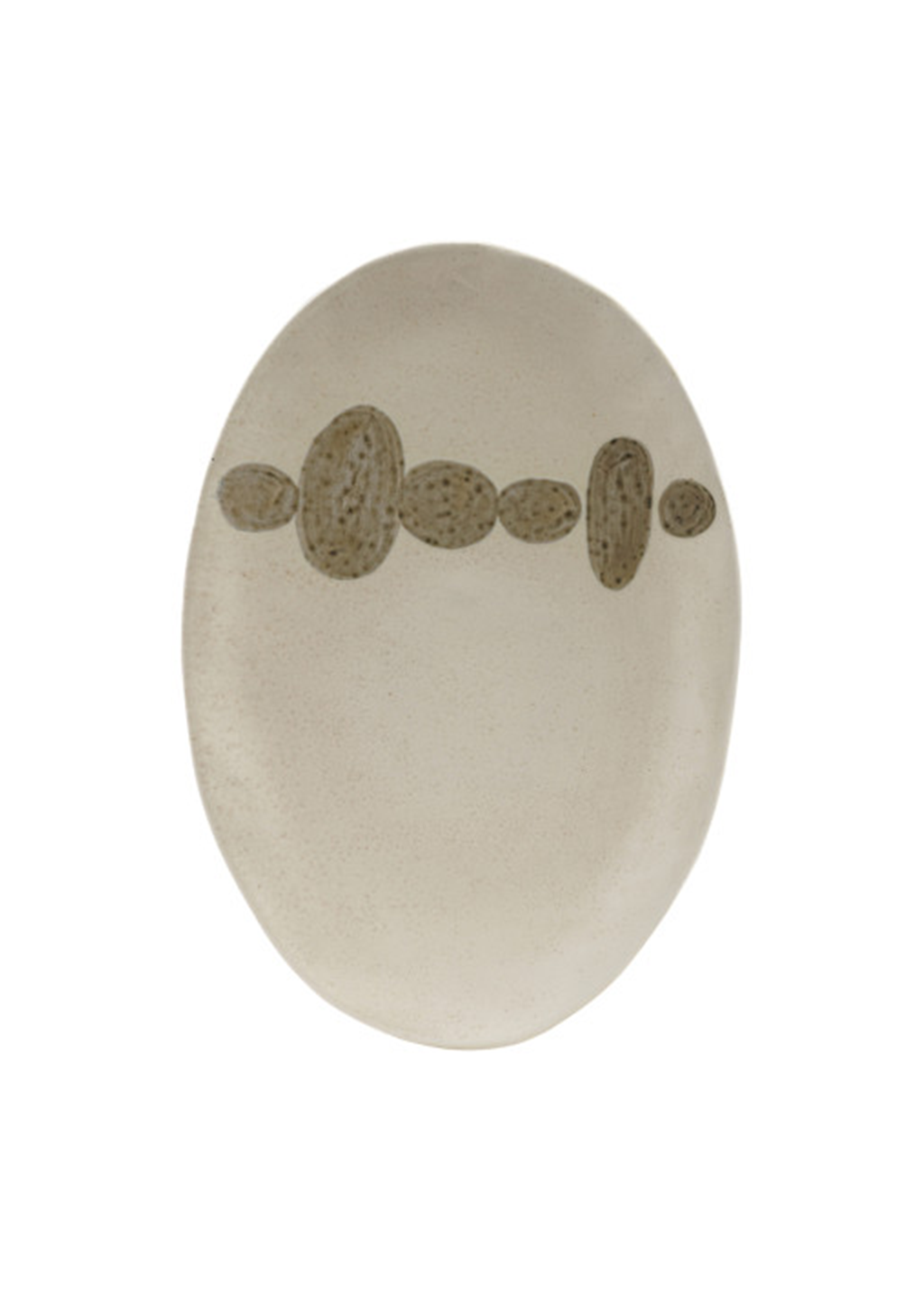 Stoneware Platter w Design | Taupe & Brown