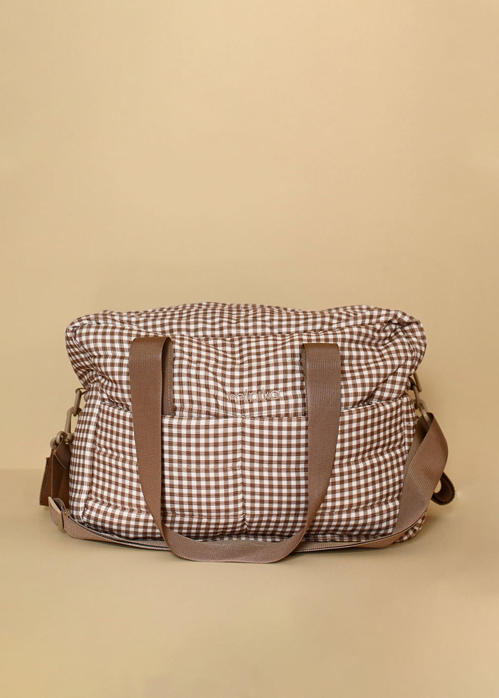 Minika Diaper Bag | Vichy Brown Gingham