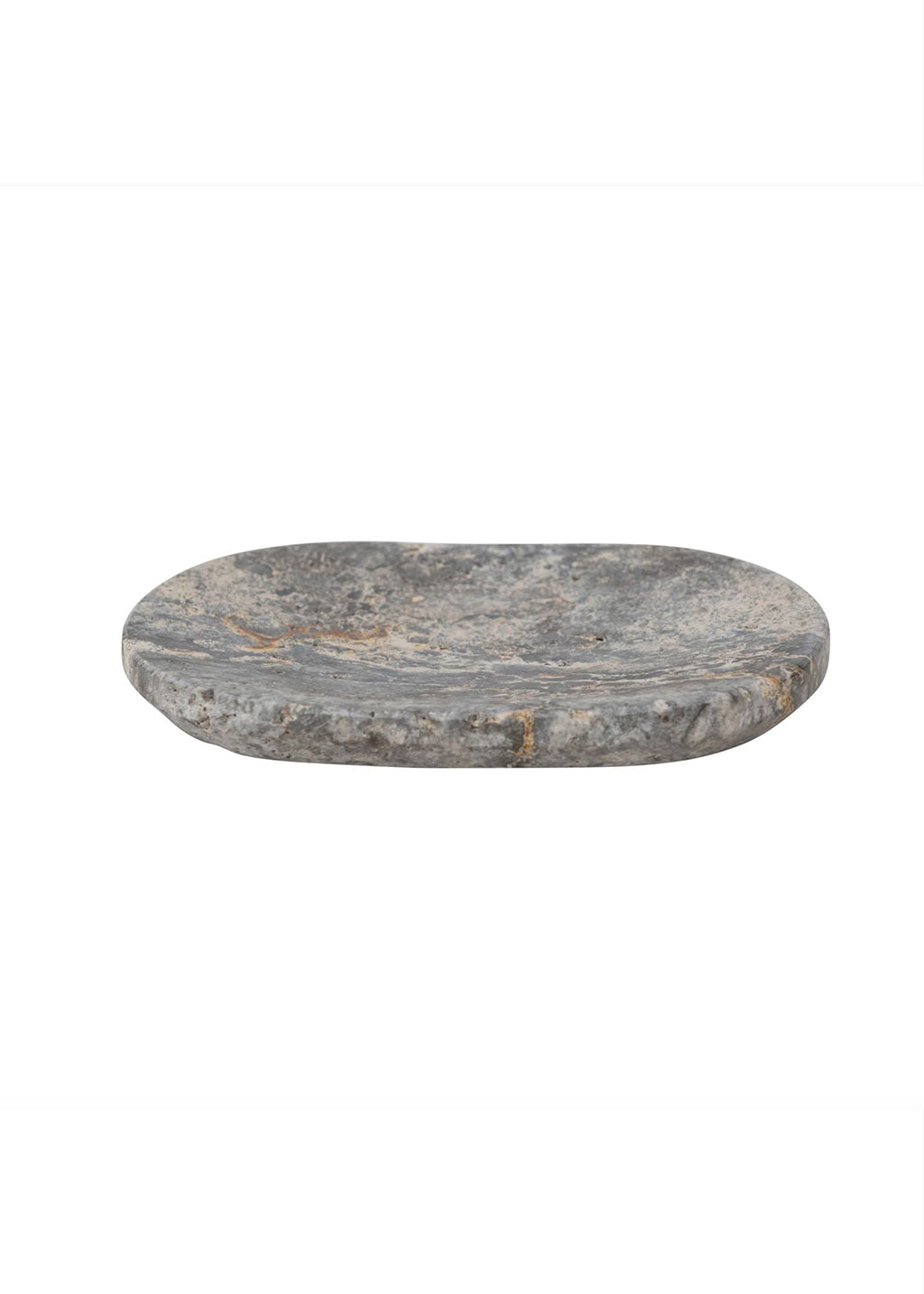 Oval Travertine Soap Dish | Grey