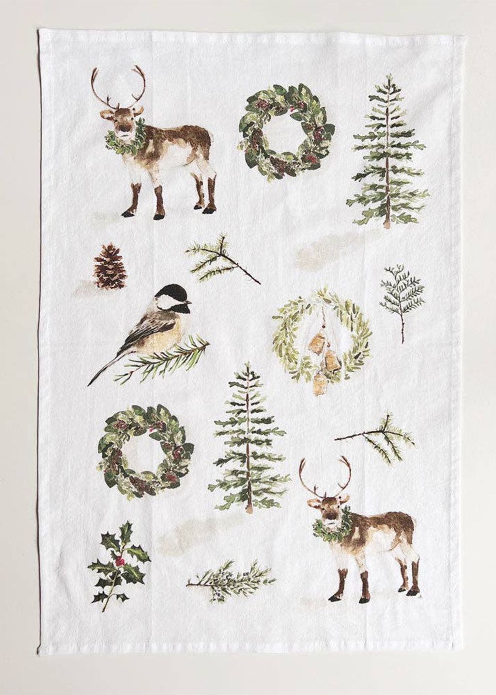 Evergreen Christmas Tea Towel