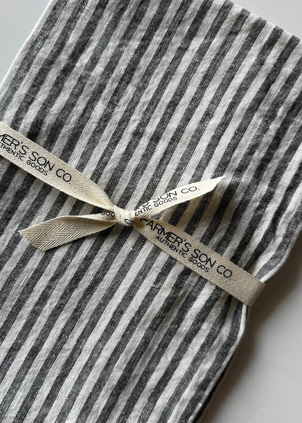Linen Kitchen Towel | Grey & White Ticking Stripe