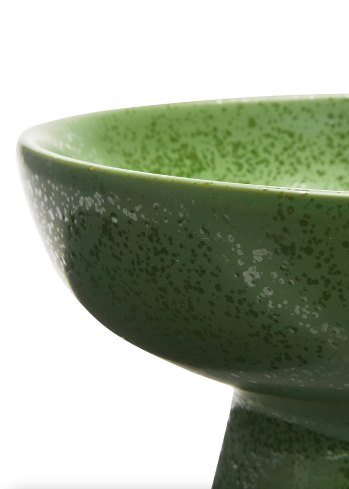 Creative Co-Op | Round Stoneware Footed Bowl | Green