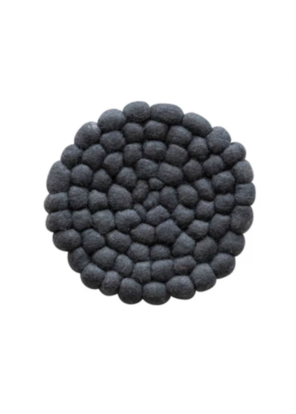 Round Handmade Wool Felt Ball Trivet | Graphite