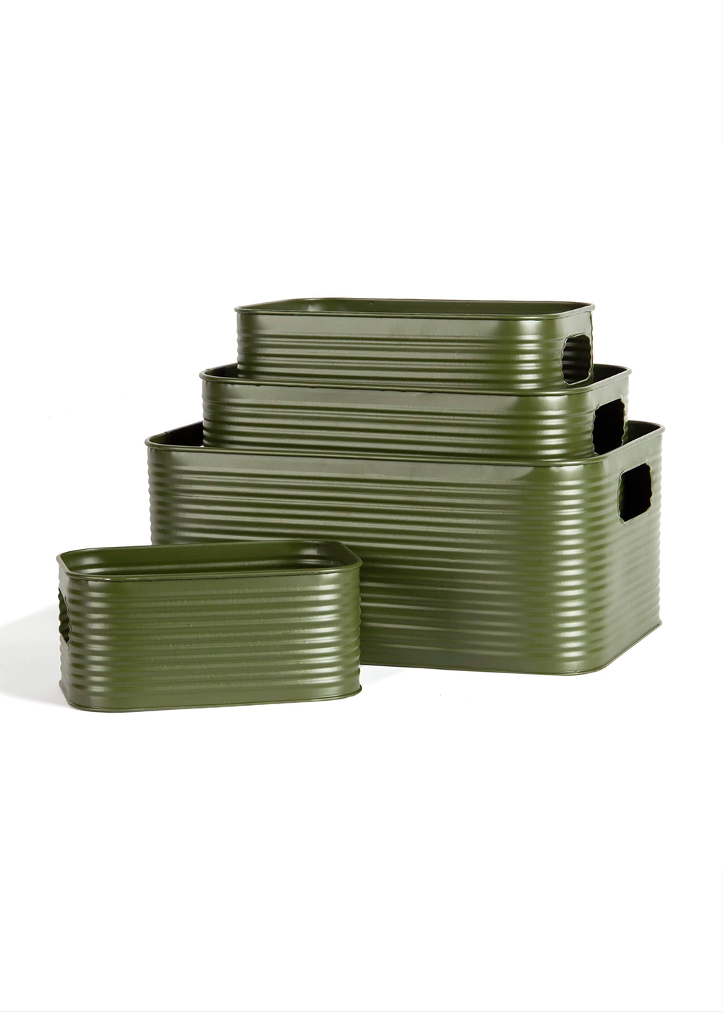Rounded Rectangle Metal Bin | Green