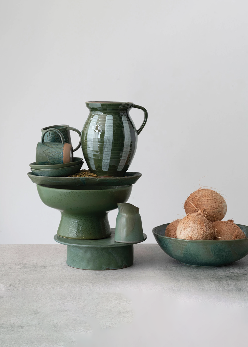 Creative Co-Op | Stoneware Serving Bowl | Green