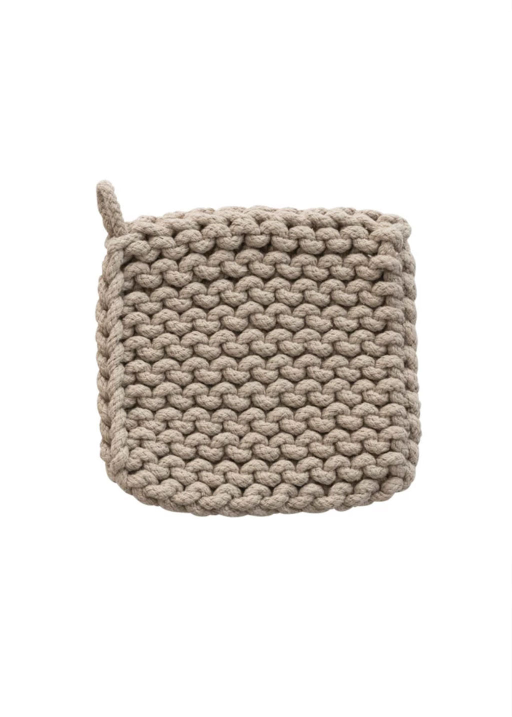 Square Crocheted Cotton Pot Holder | Stone