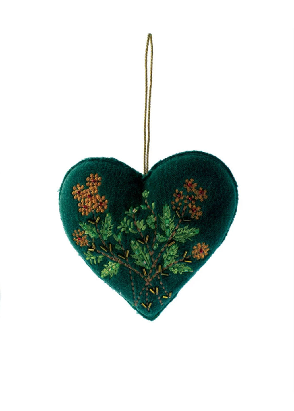 Velvet Beaded Heart Ornament