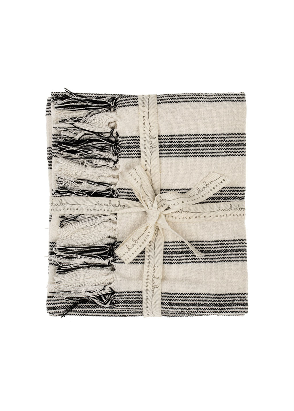 French Striped Hammam Hand Towels S/2 | Black