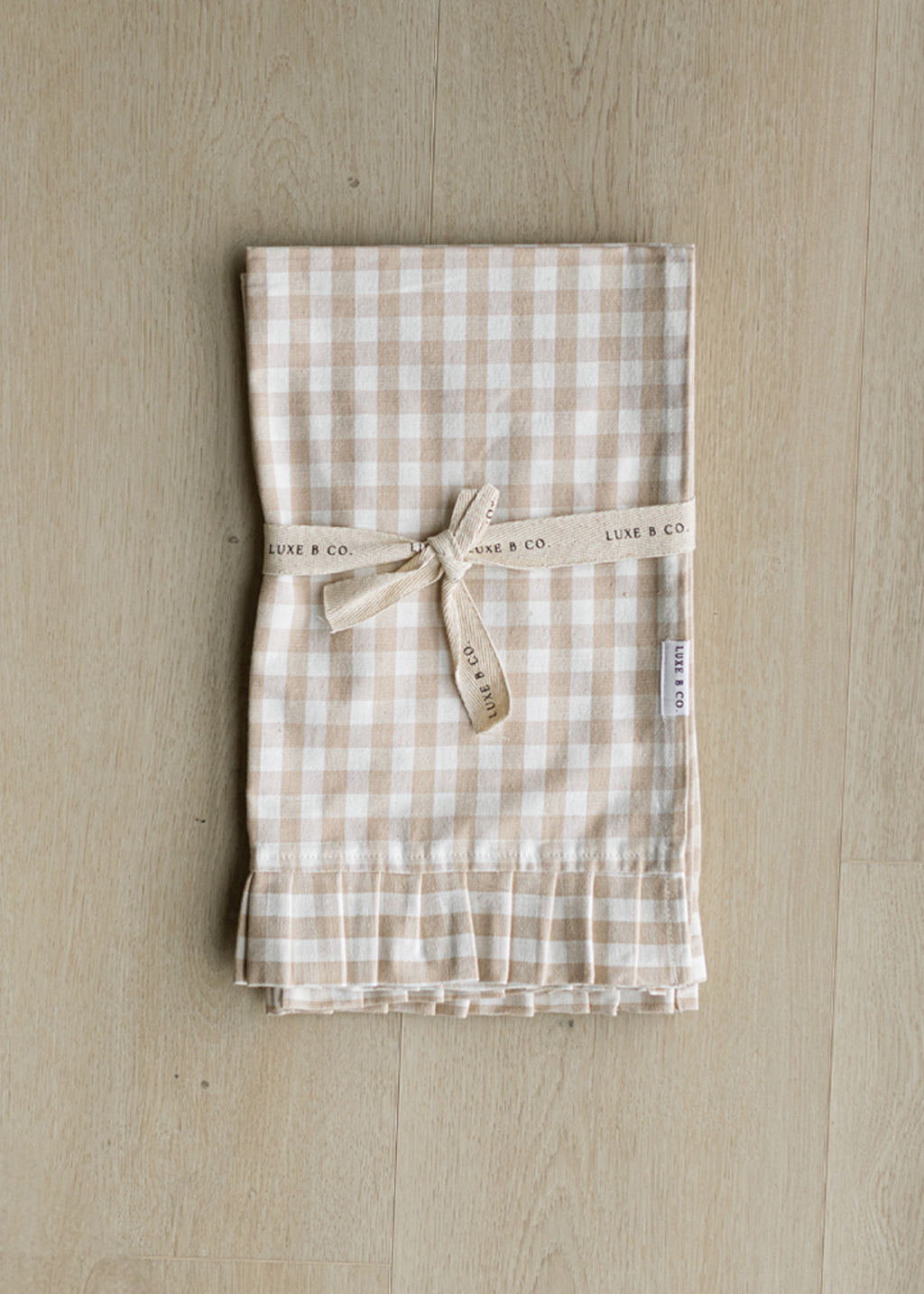 Ruffle Beige Gingham Kitchen Dish Towel