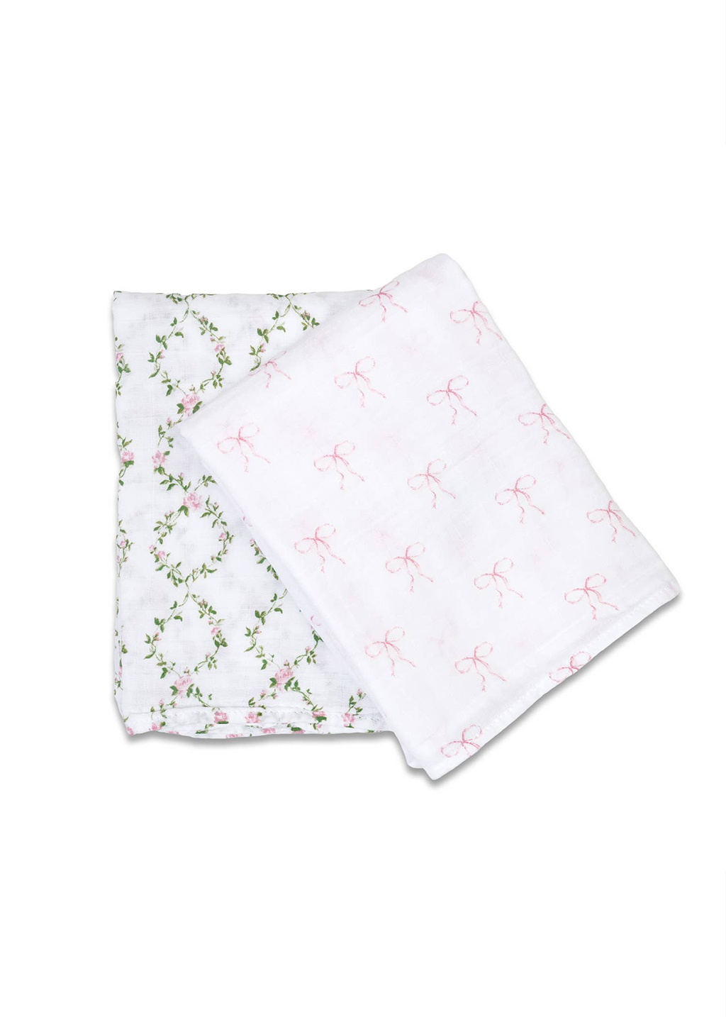 2pk Cotton Swaddle Blankets | Bows & Rose Trellis 