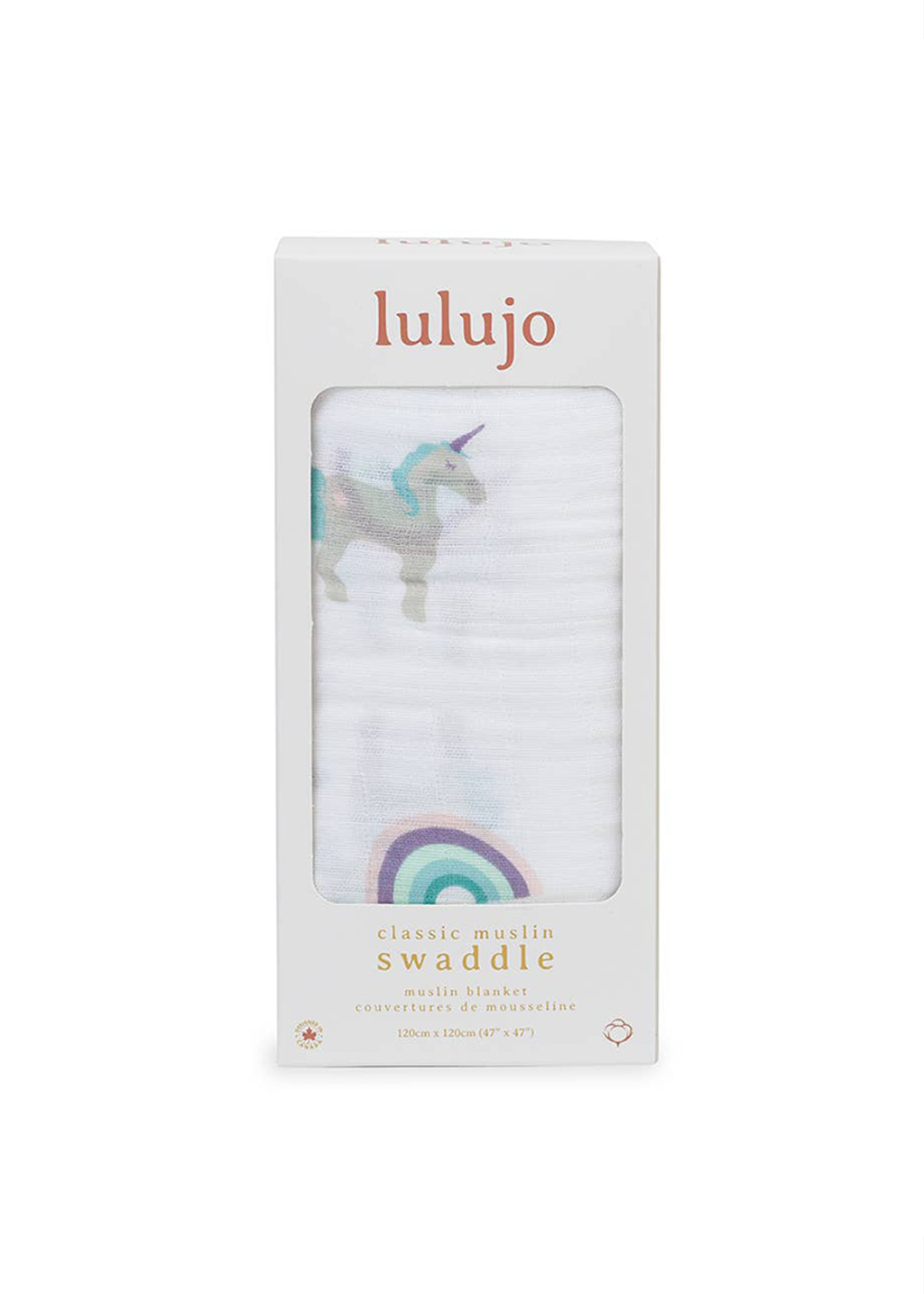 Cotton Muslin Swaddle Blanket | Rainbows & Unicorns