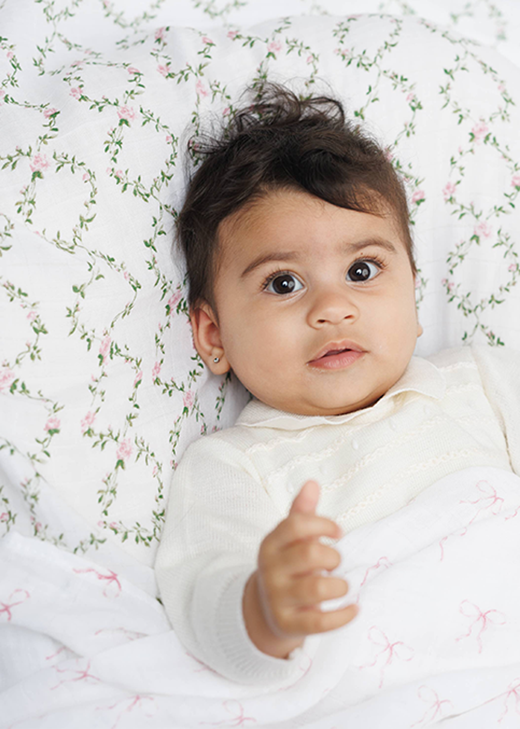 2pk Cotton Swaddle Blankets | Bows & Rose Trellis 