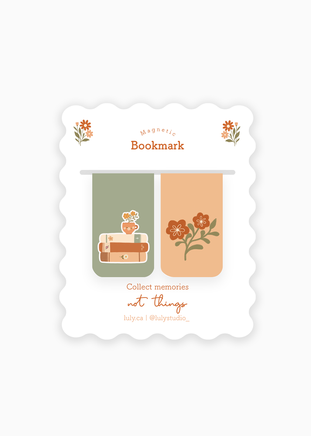 Magnetic Bookmarks 2pk | Book & Flowers