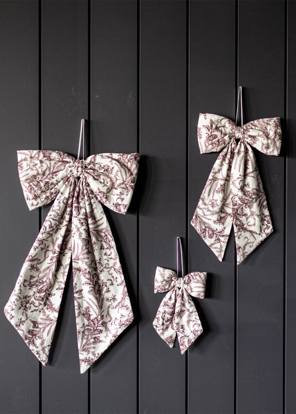 Burgundy Toile Cotton Bow | S