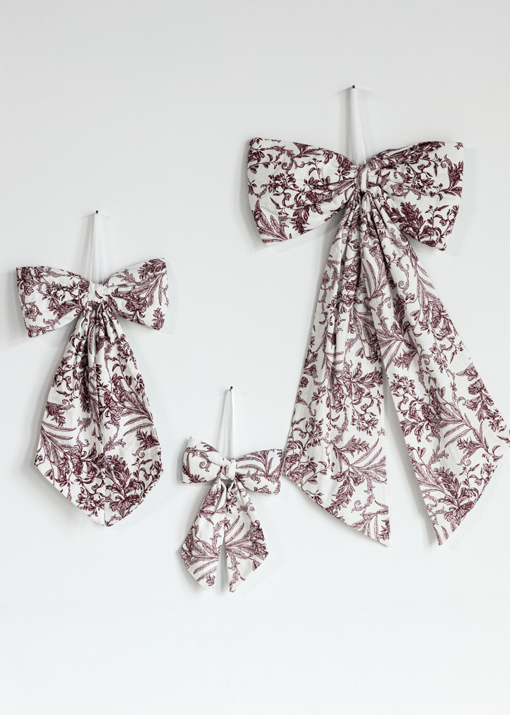Burgundy Toile Cotton Bow | M