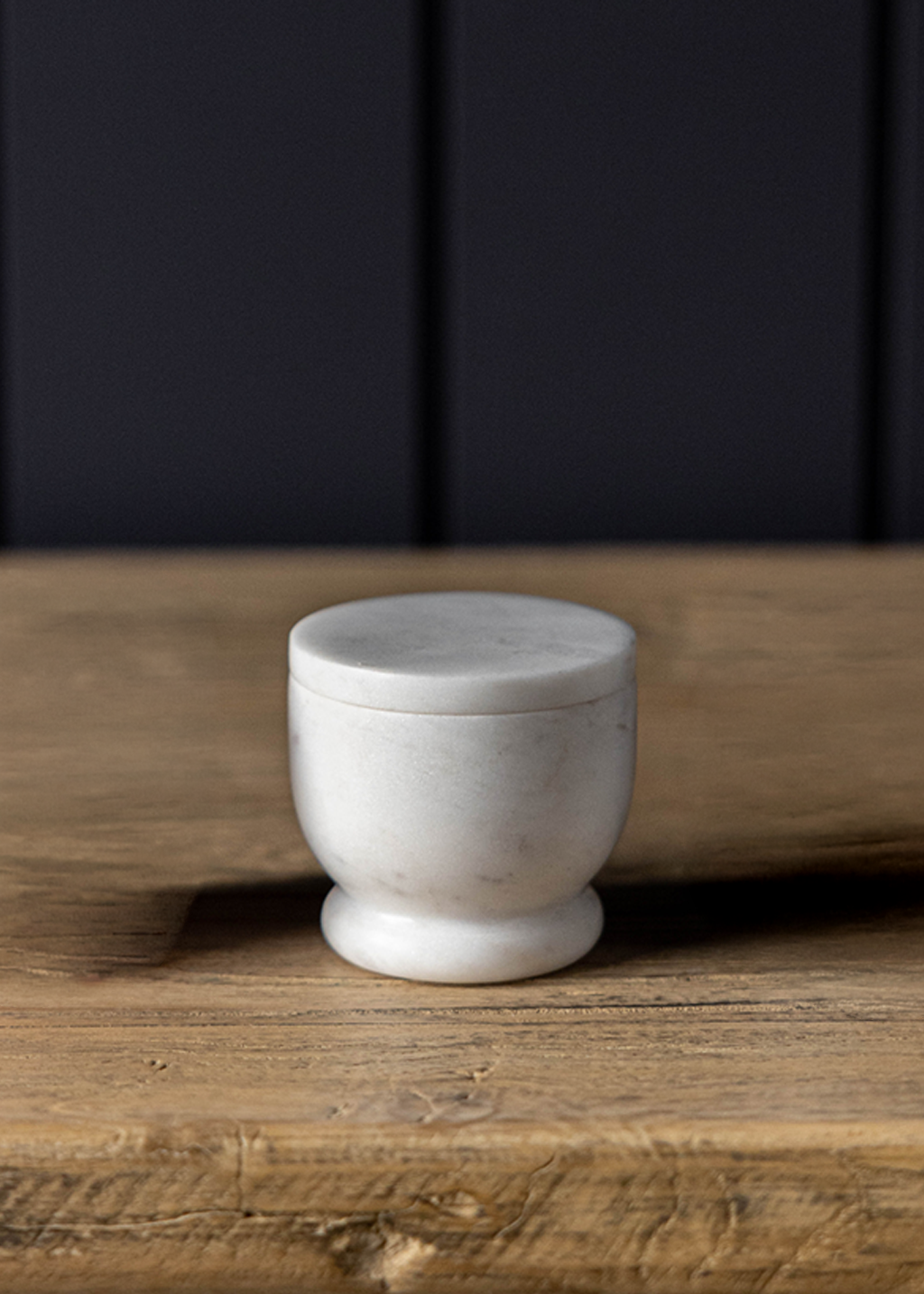 Marble Lidded Salt Cellar | White