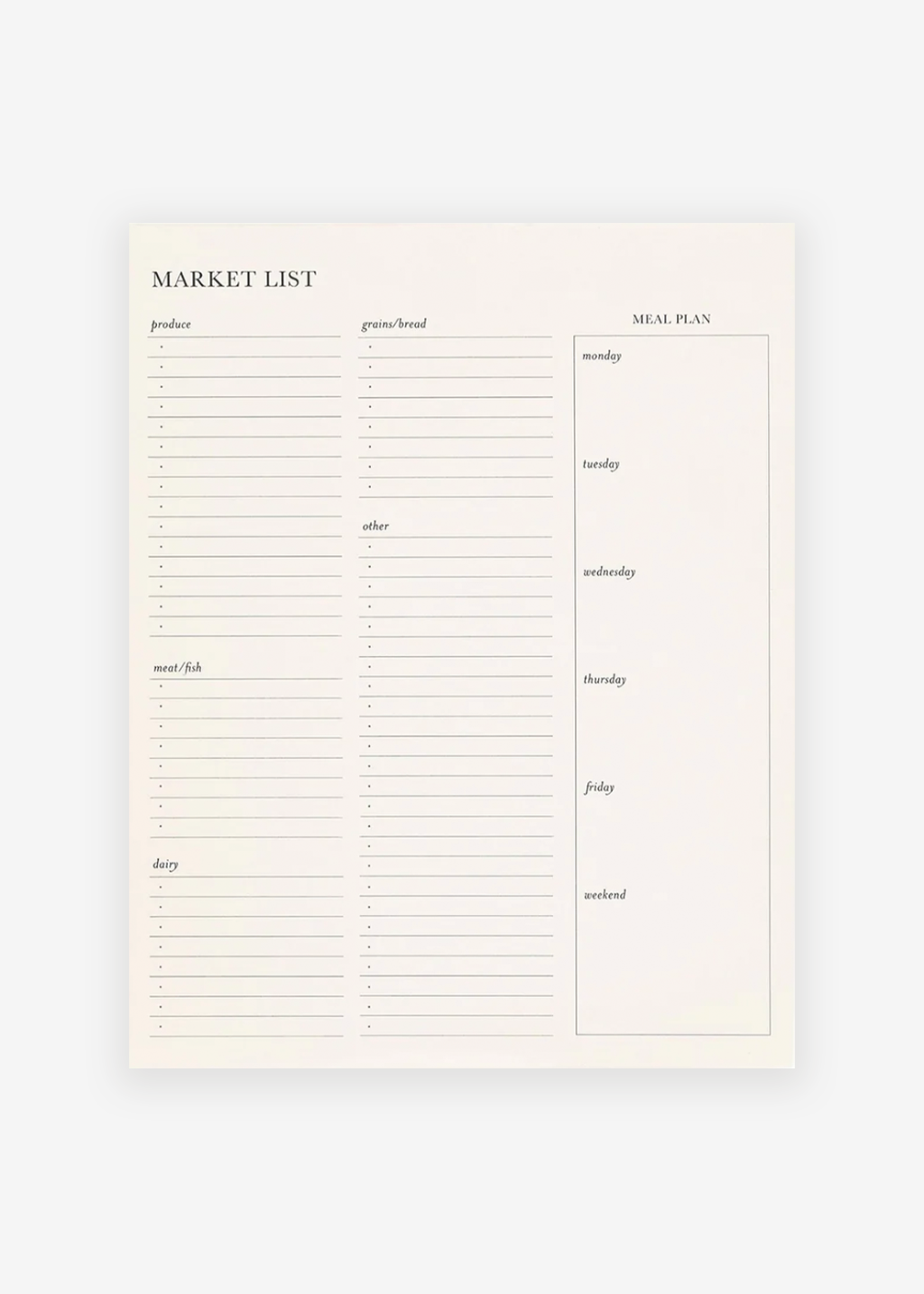 Market List Pad