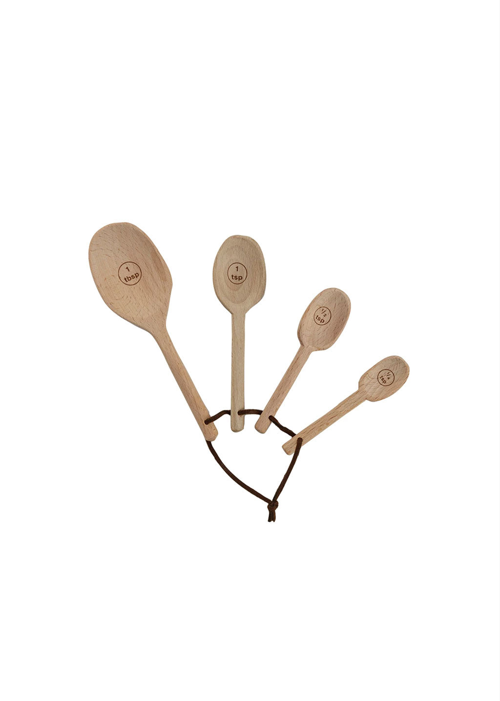 Wood Measuring Spoons with Leather Tie