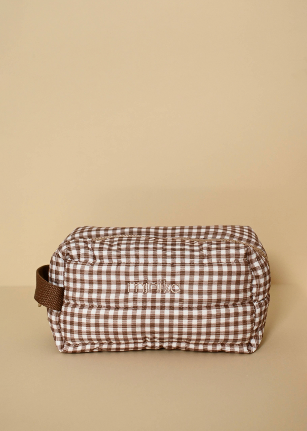 Minika Toiletry Pouch | Vichy Brown Gingham