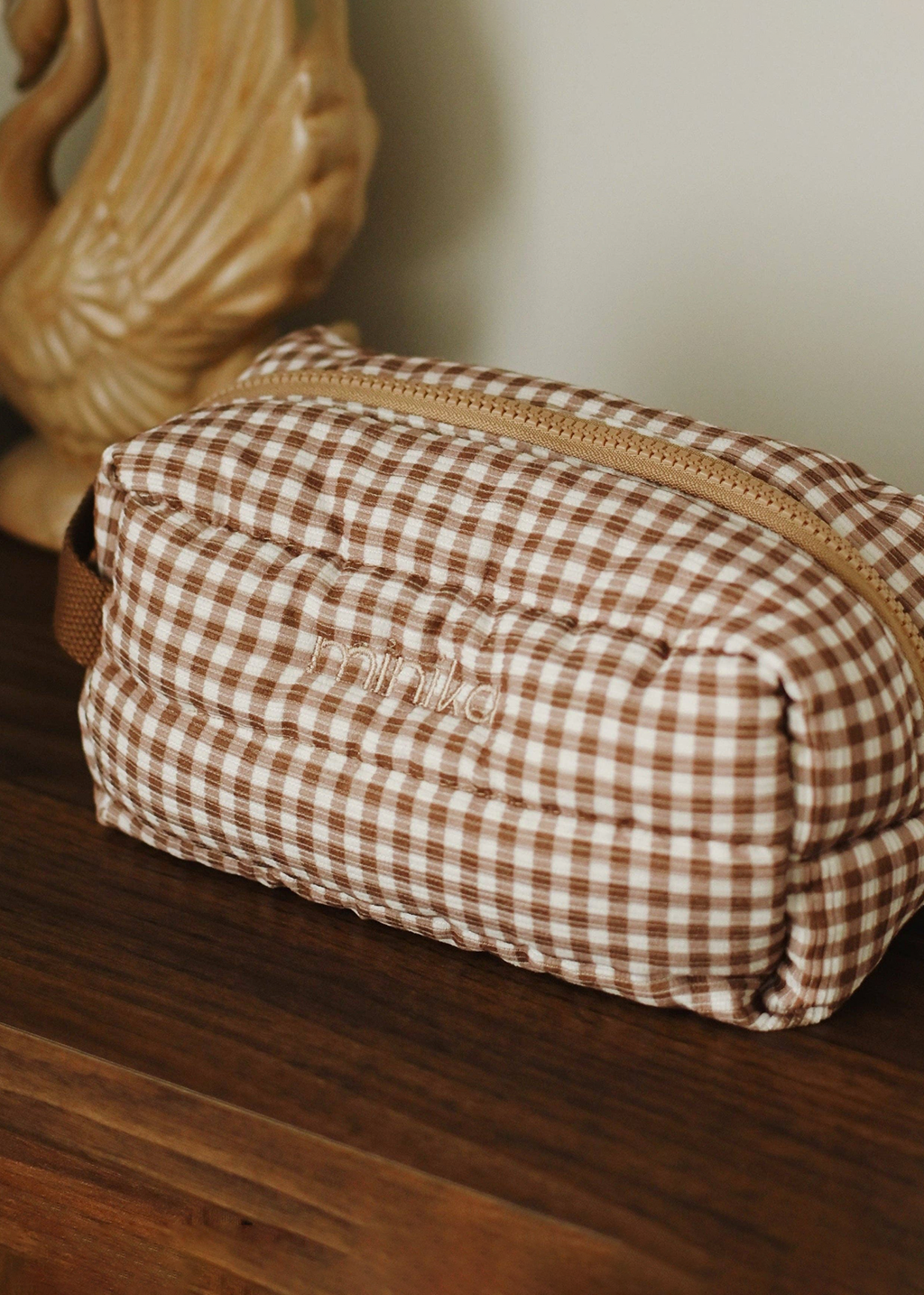 Minika Toiletry Pouch | Vichy Brown Gingham