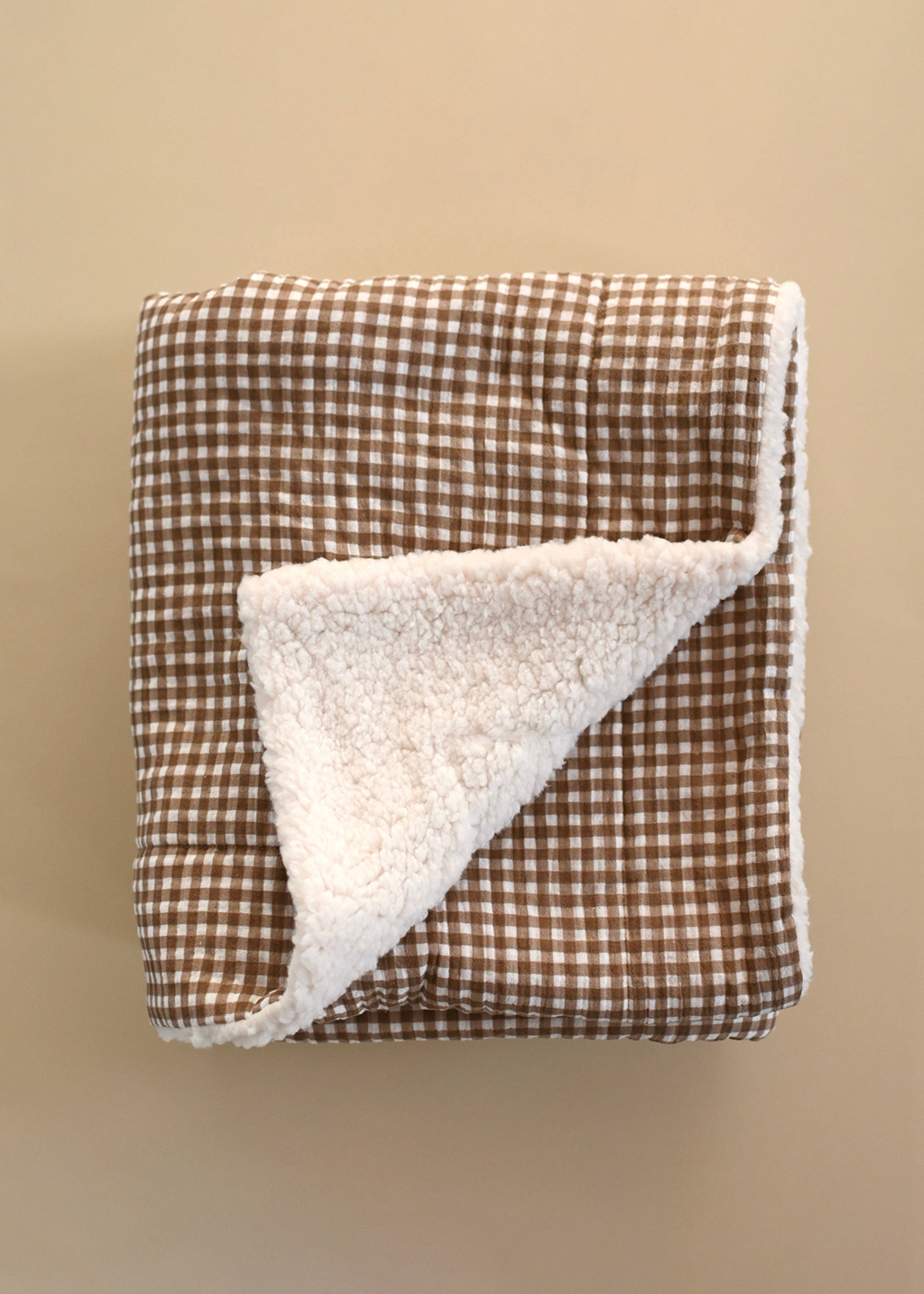 Minika Muslin & Sherpa Blanket | Vichy Brown Gingham