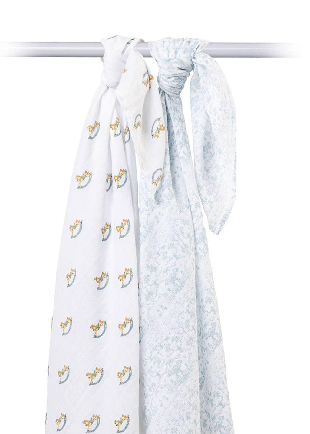 2pk Cotton Swaddle Blankets | Rocking Horse & Toile