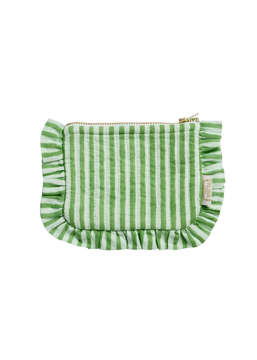 Bonheur Du Jour | Small Ruffle Pouch -Green Stripes