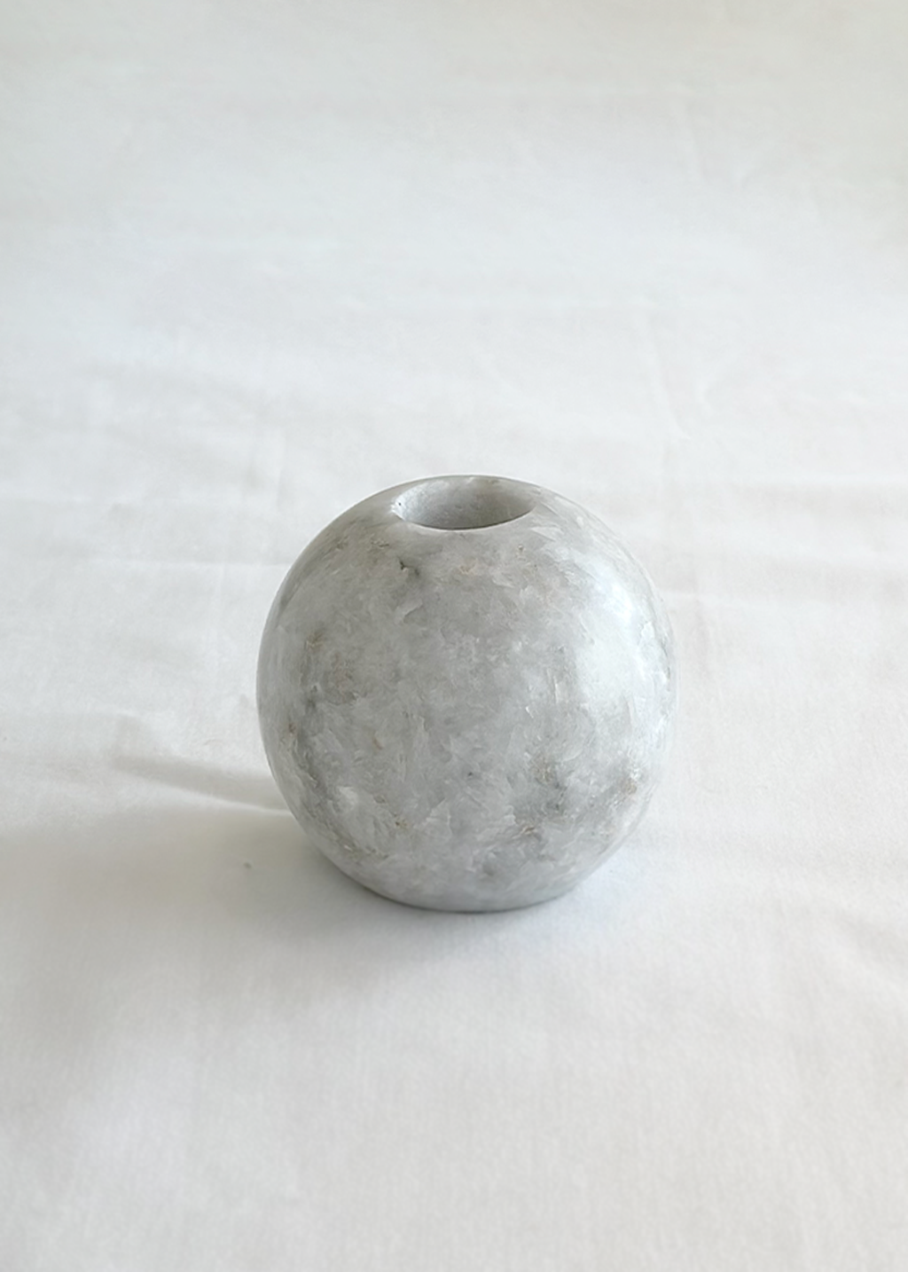 White Stone Sphere Candle Holder