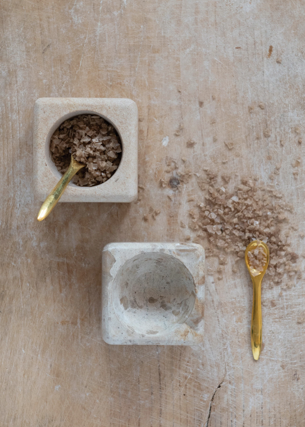 Square Pinch Pot & Brass Spoon