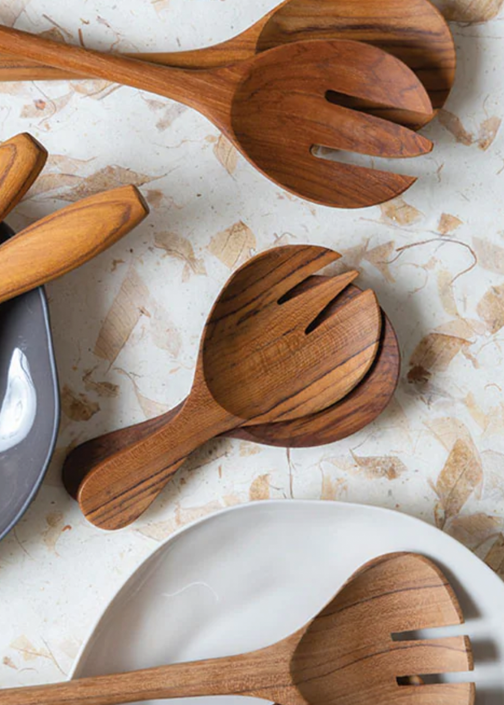 Teak Round Serving Set