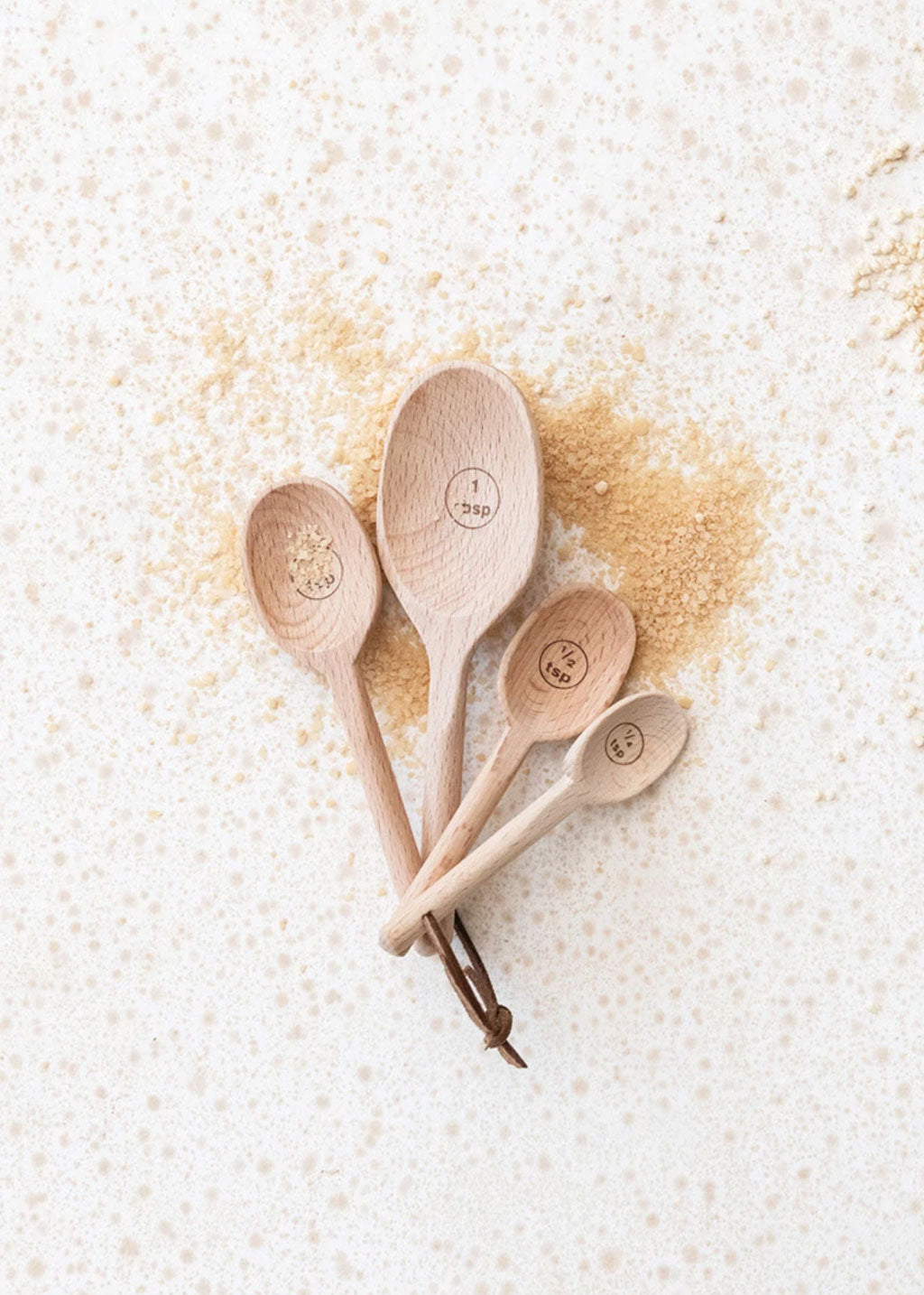 Wood Measuring Spoons with Leather Tie