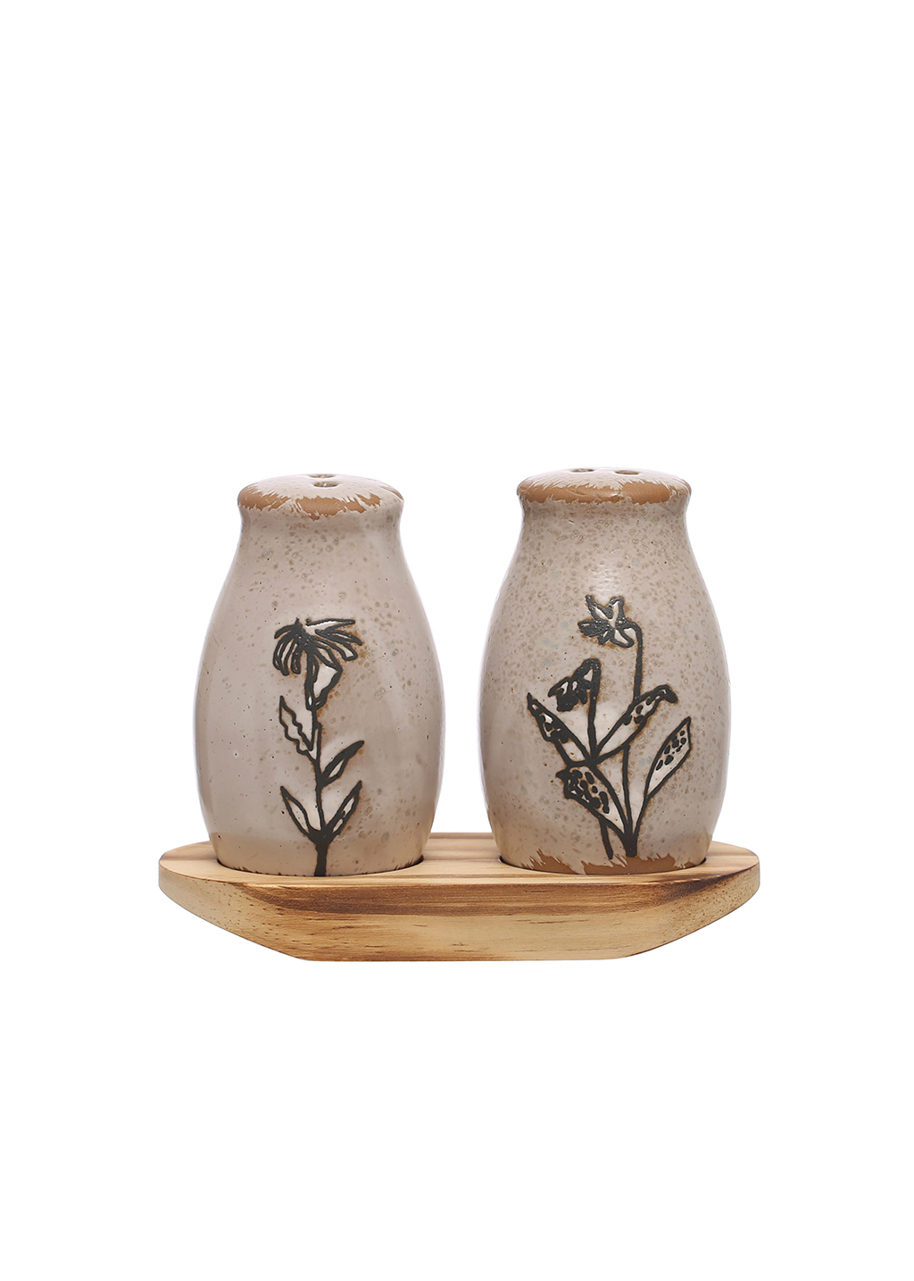 S&P Stoneware Shakers w Tray