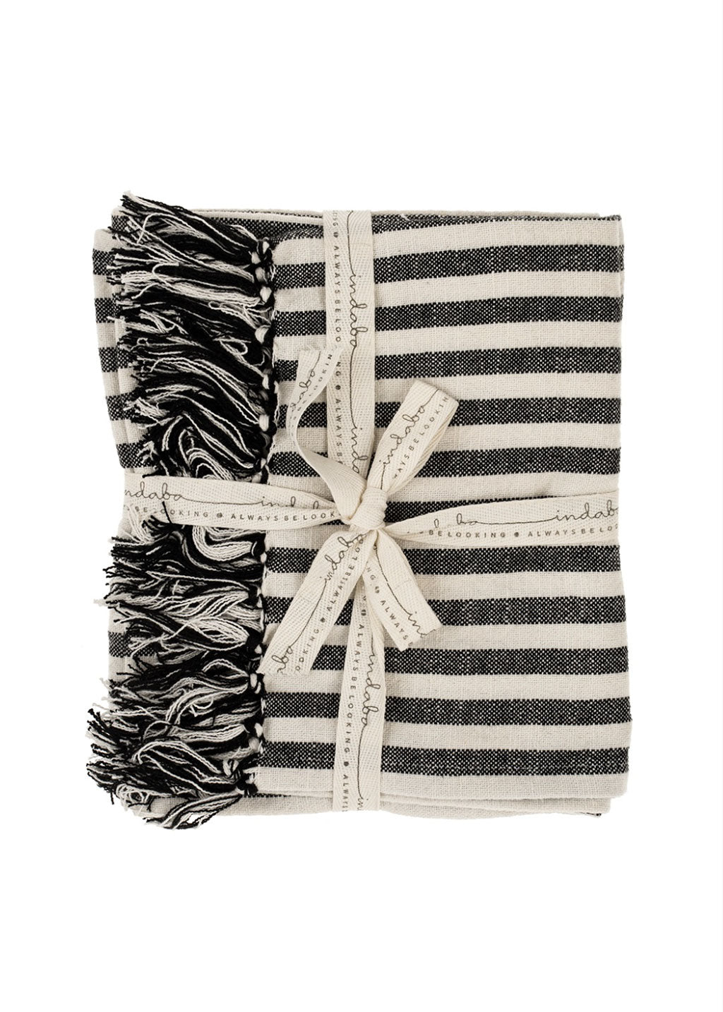 Bengal Stripe Hammam Hand Towels S/2 | Black