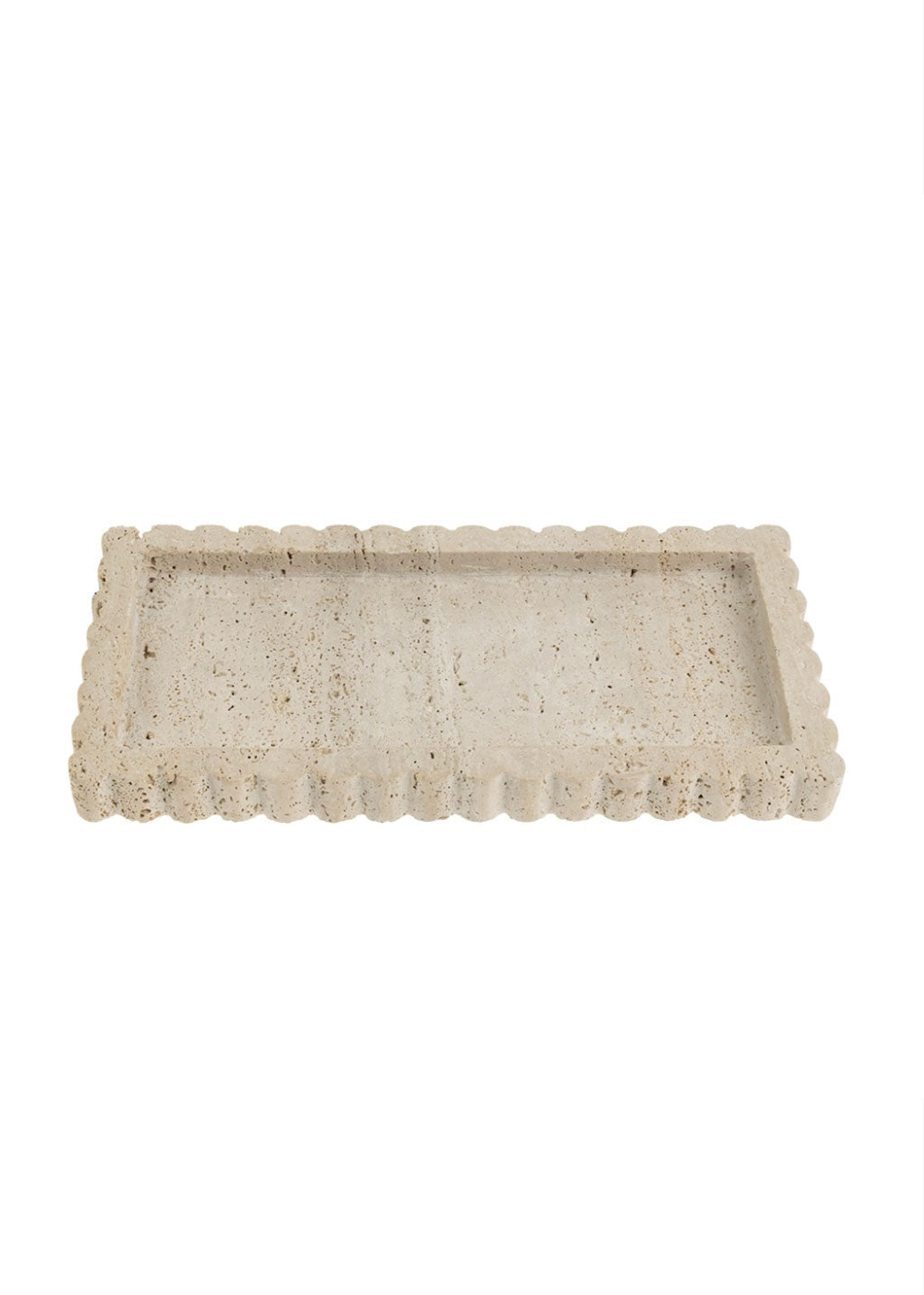 Travertine Scalloped Rectangular Tray