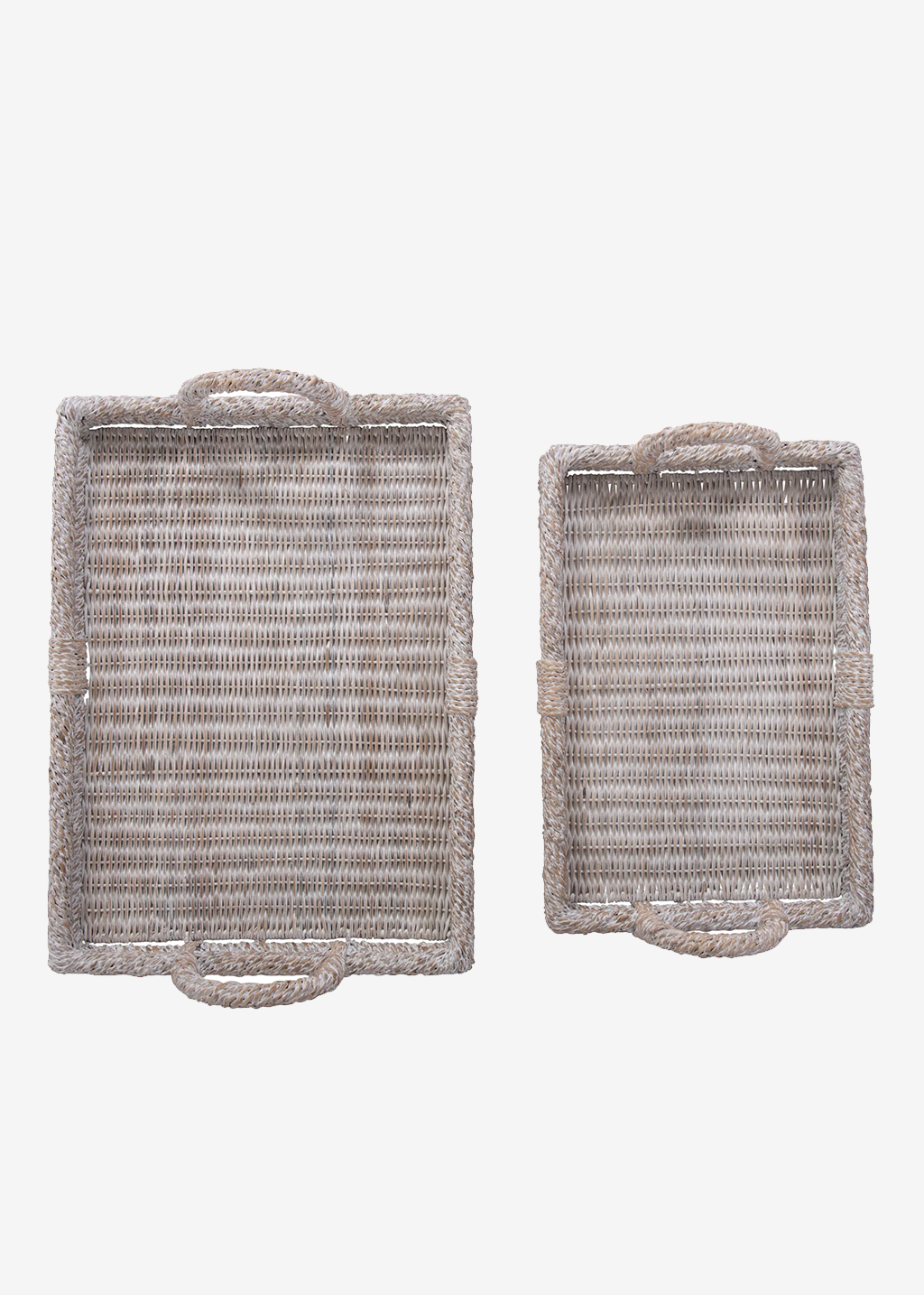 Decorative Whitewash Rattan Tray